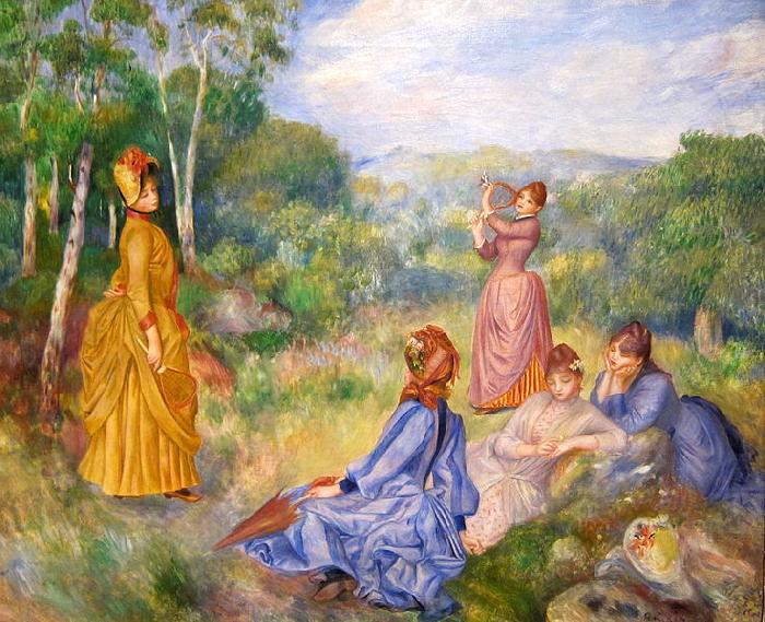 Young Ladies Playing Badminton, Pierre-Auguste Renoir